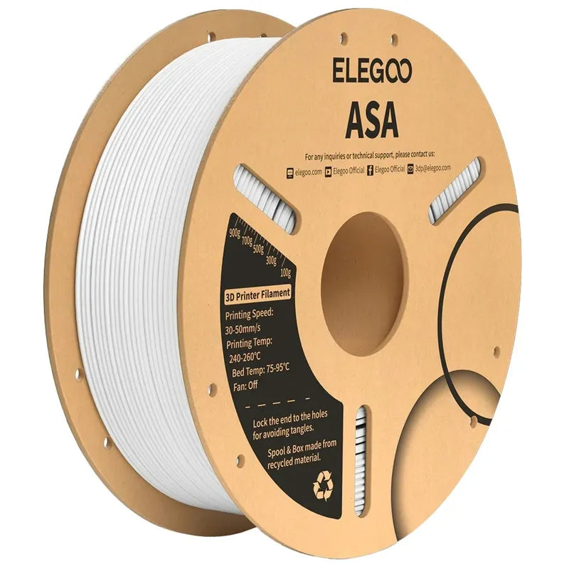 FILAMENT ASA WHT 1.75MM 1KG RL